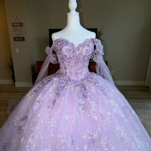 Lavender Floral Ball Gown